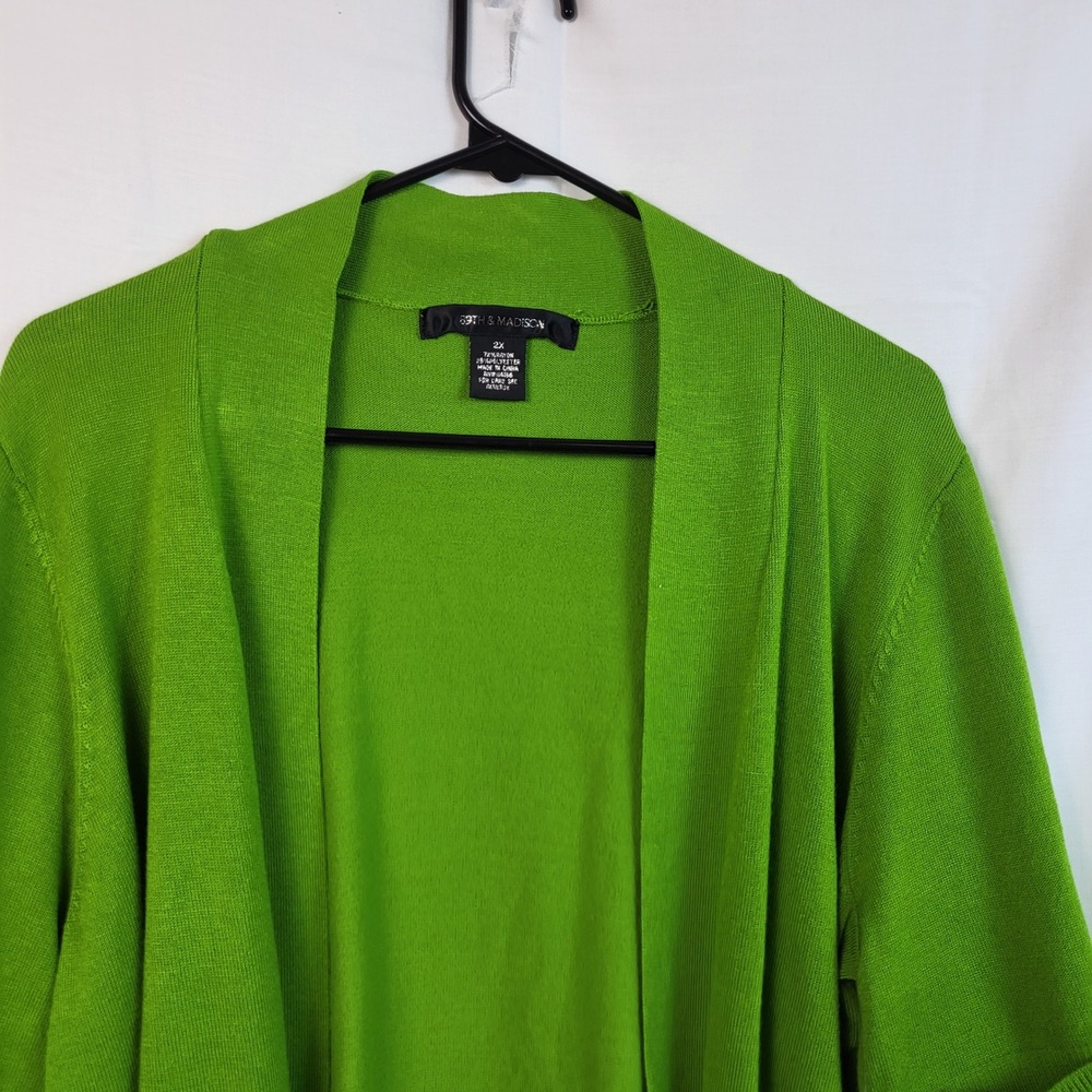 89th & Madison Womens 2X Green Open Front Cardigan Sweater 3/4 Sleeve Plus NWOT - Picture 3 of 6